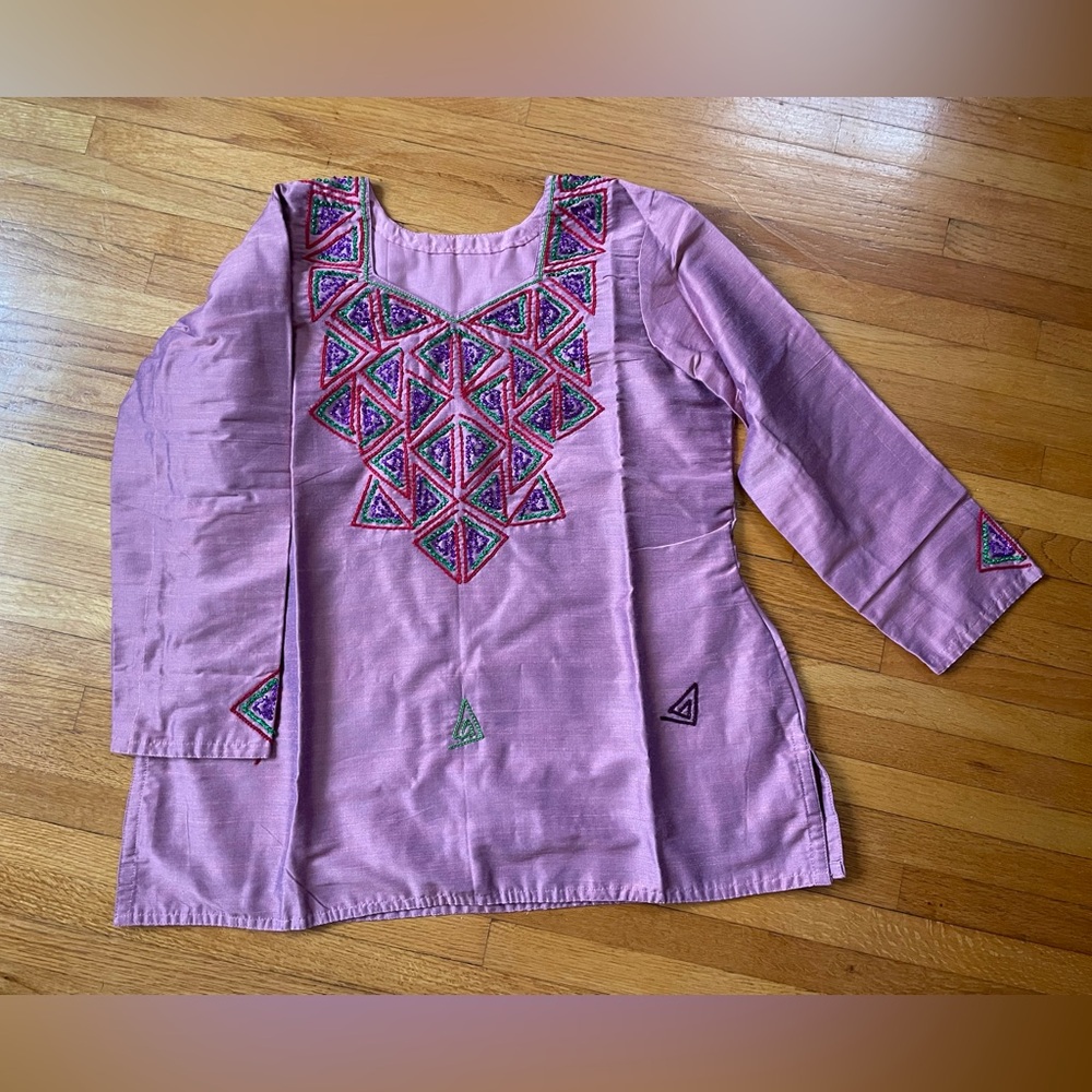 NEVER WORN handmade in India, raw silk/cotton lined tunic top